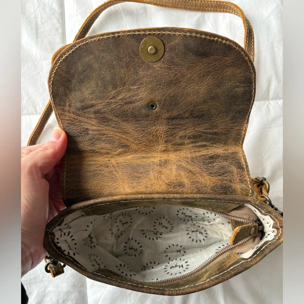 Myra Bag Rustic Brown Leather Crossbody with Tassel - Picture 4 of 5